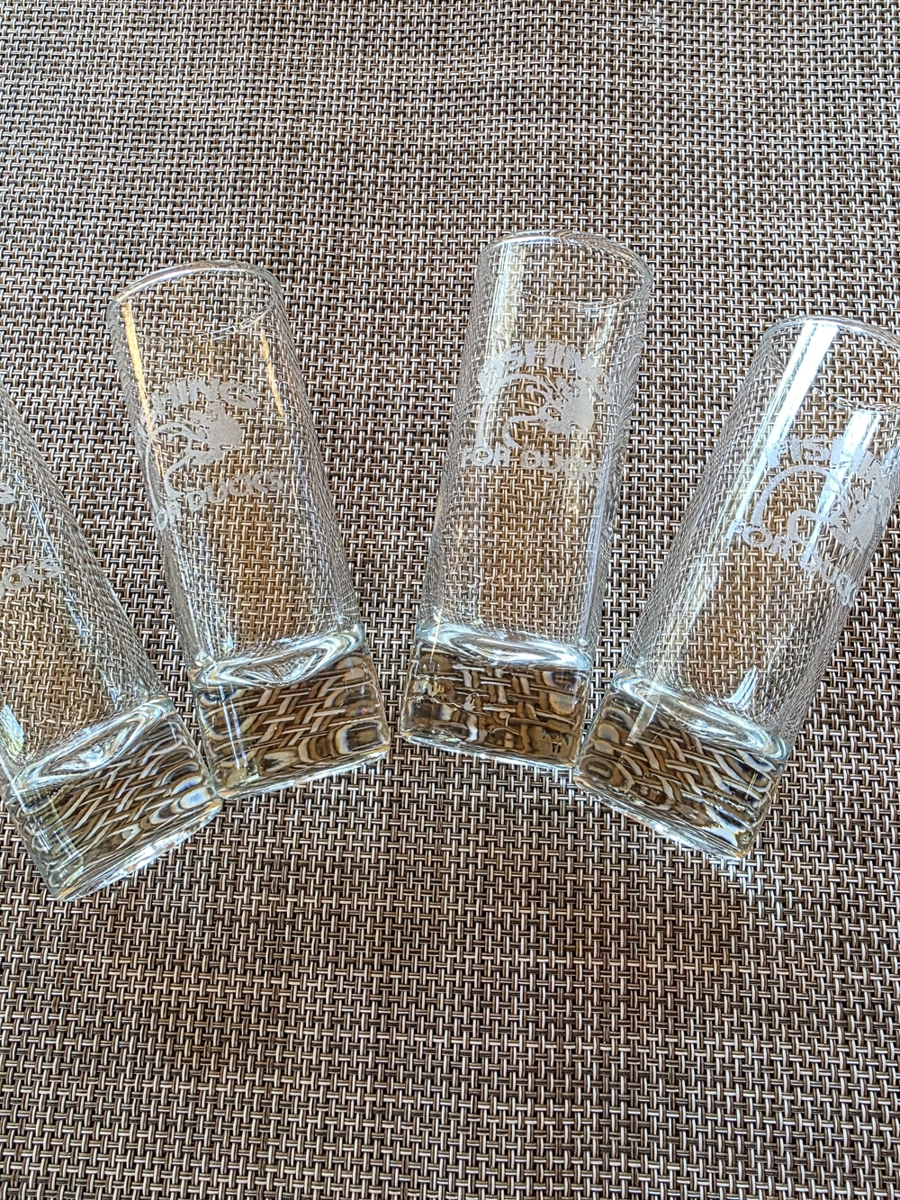 Clear Shot Glasses With Etched "Fishing For Ducks" - Set of 4